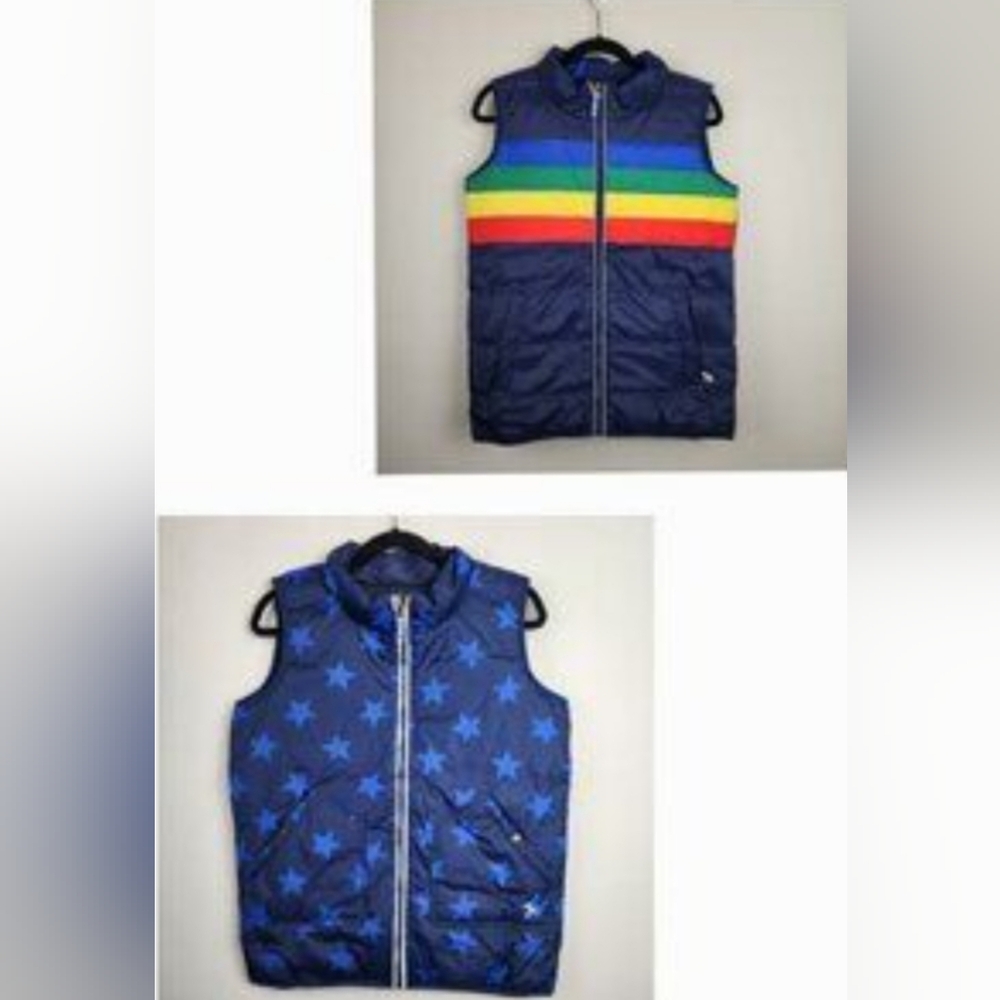 Mini Boden Boys SZ 11-12Yrs Reversible Blue Zip Puffer Vest